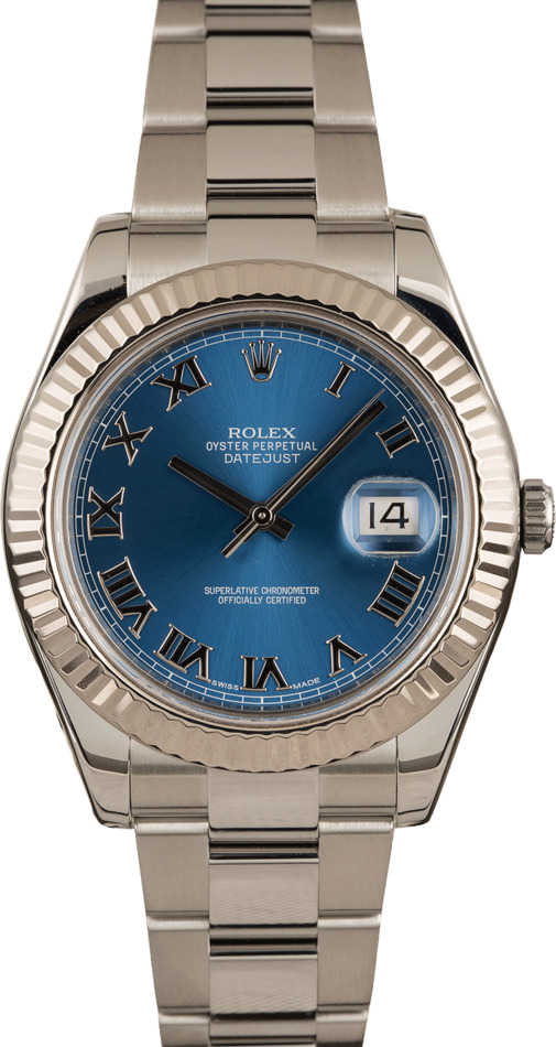Used Rolex Steel Datejust 116334 Blue Roman Dial