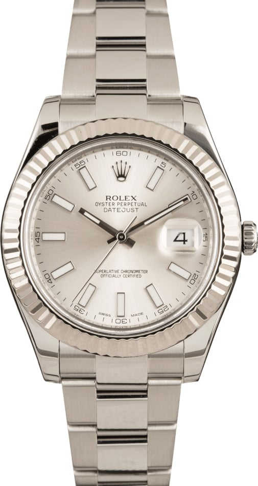 Men's Rolex 116334 SSO Datejust Silver Dial