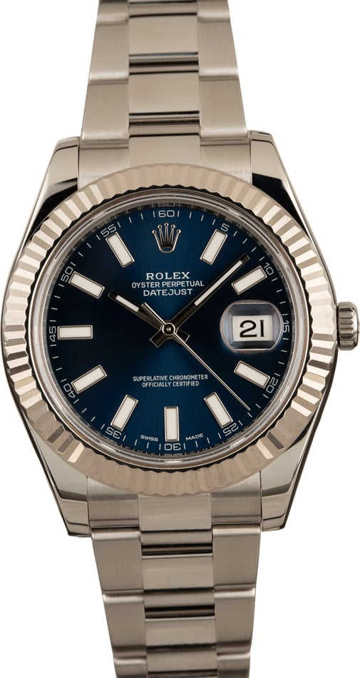 Pre-Owned Rolex Datejust II Ref 116334 Blue Dial Watch T