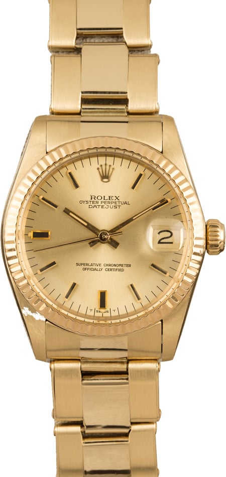 Vintage Rolex Datejust Midsize Watch 6824 Champagne Dial