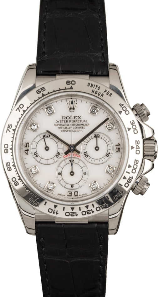 Used Rolex Daytona 16519 White Diamond Dial