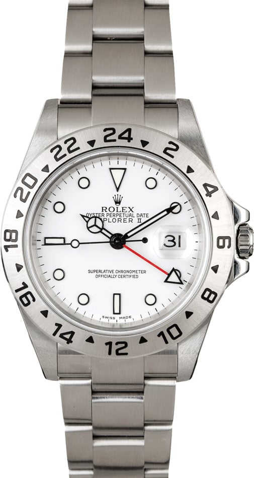 Rolex Explorer II Ref 16570 White Dial Steel Oyster