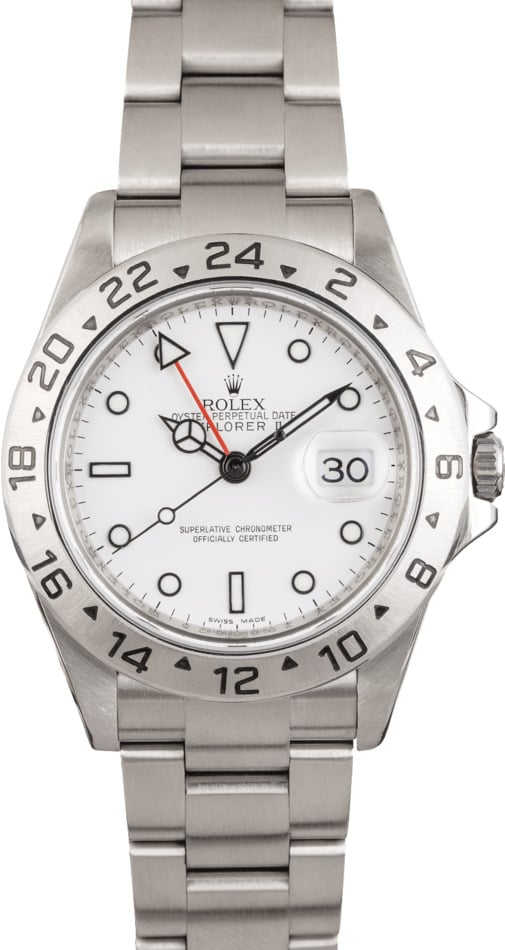 Used Rolex Explorer II Steel 16570 White Dial Serial Engraved