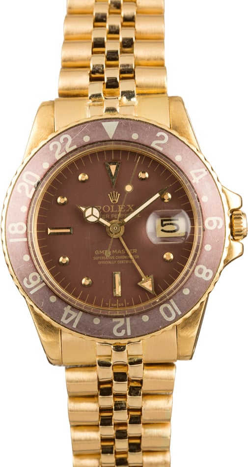 Vintage 1972 Rolex GMT-Master 1675 Yellow Gold 'Root Beer'