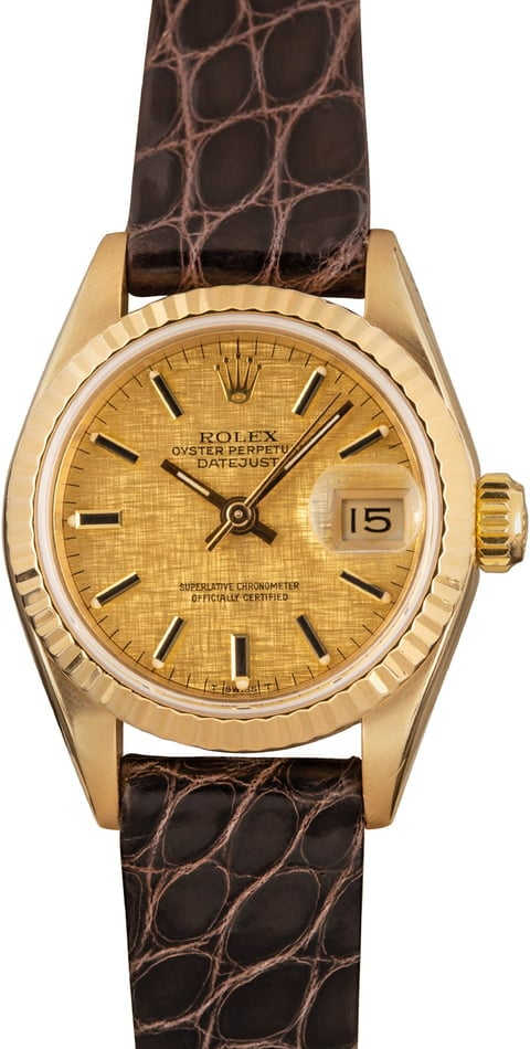 Ladies Rolex Datejust 69178 Champagne Linen Dial
