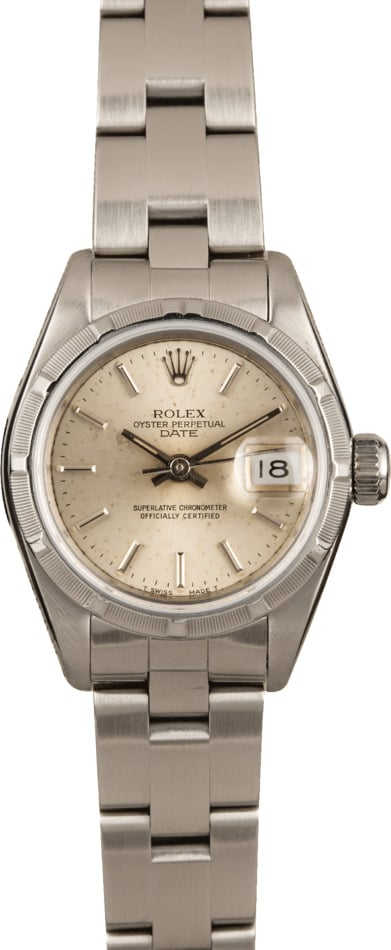 Pre Owned Rolex Date 69190 Silver Index Dial