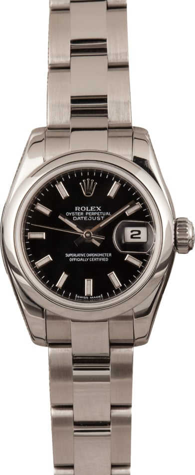 Pre-Owned Rolex Ladies Datejust 179160 Black Dial T