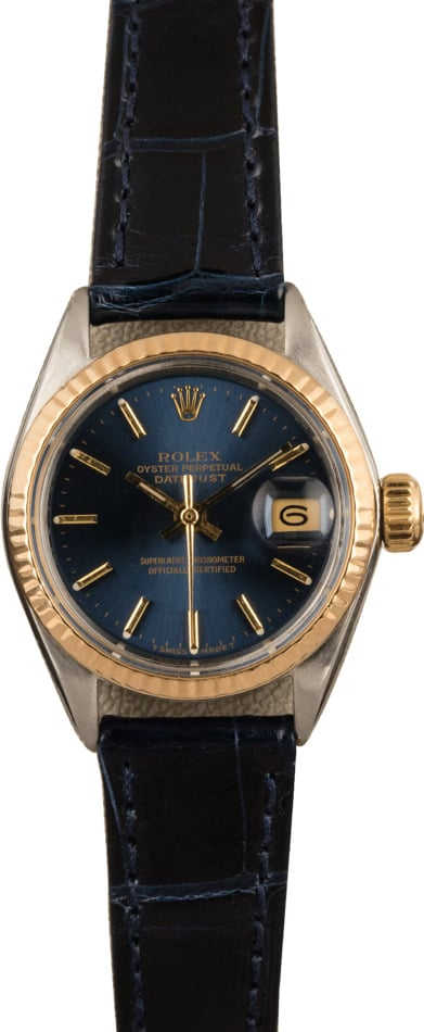 Used Rolex Datejust 6917 Blue Dial Leather Strap