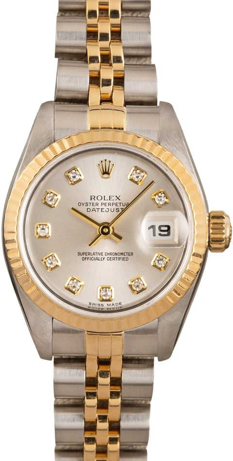 Ladies Rolex Datejust 69173 Silver Diamond Dial