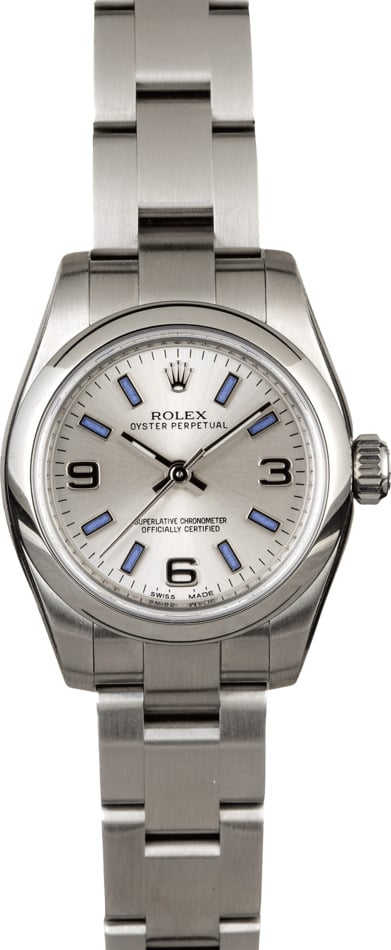 Unworn Rolex Lady Oyster Perpetual 176200 Silver Index