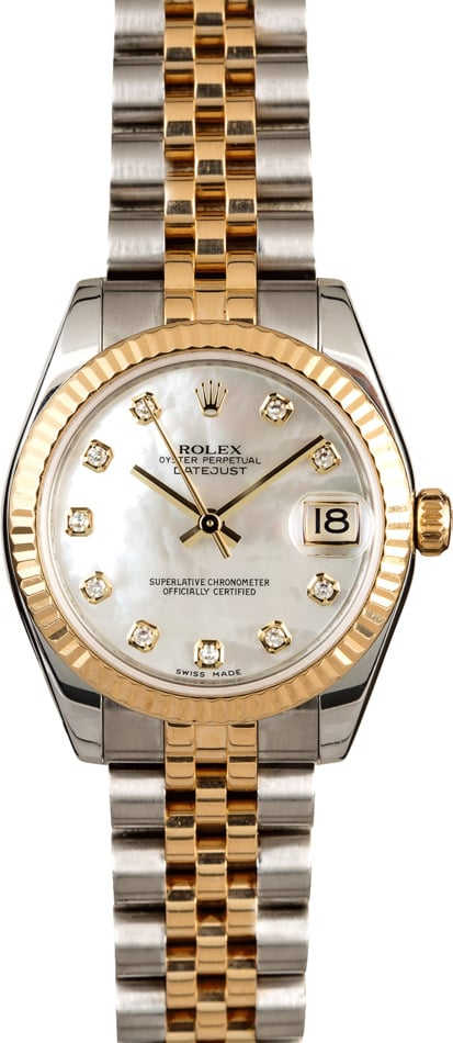 Mid-Size Rolex Datejust 178273 MOP Diamond Dial
