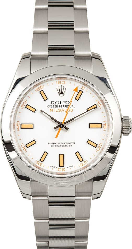 Rolex White Milgauss 116400 Stainless Steel