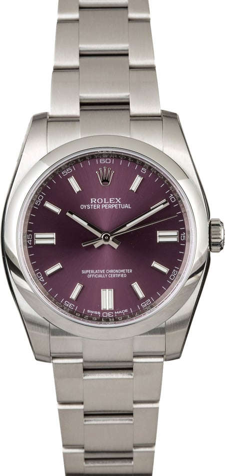 Unworn Rolex OP 116000 Red Grape Dial Bob s Watches