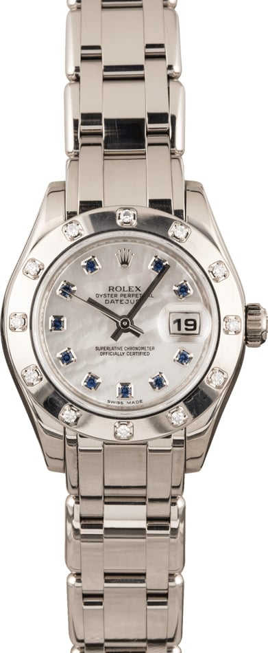 Pre Owned Rolex Pearlmaster 80319 Blue Sapphires