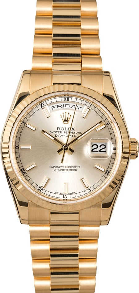 Rolex President 118238 Silver Luminescent Dial