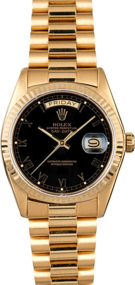 Rolex Day-Date 18038 Black Roman Dial President