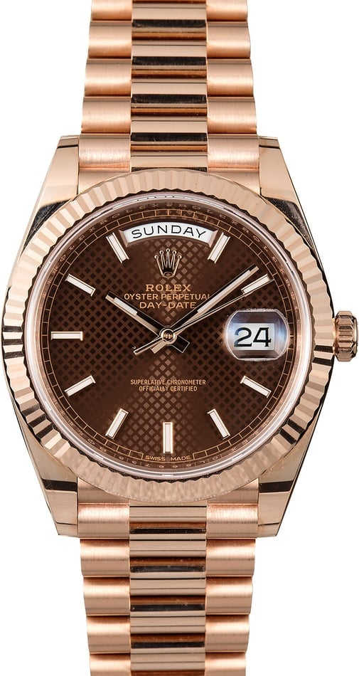 Unworn Rolex President Everose Gold 228235 Chocolate Dial