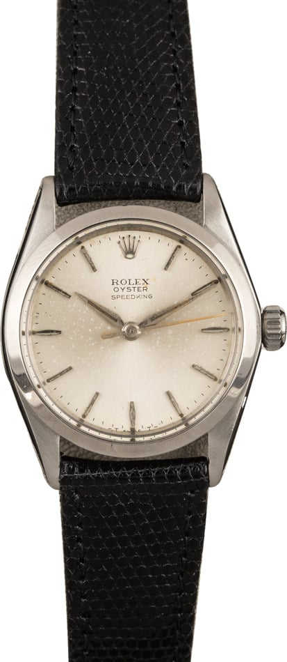 Pre-Owned Rolex SpeedKing Model 6430 Black Leather Strap