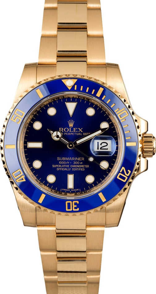 Rolex Gold Submariner 116618 Blue Dial