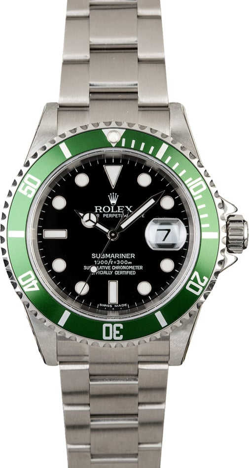 Rolex Submariner 16610V Kermit with Factory Stickers