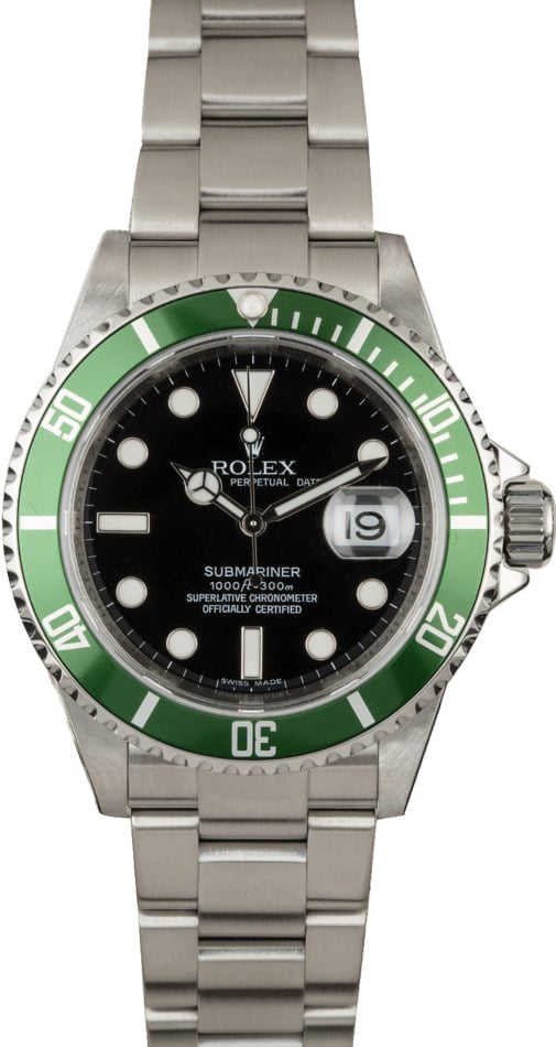 Rolex Submariner 16610V Serial Engraved 'Kermit'