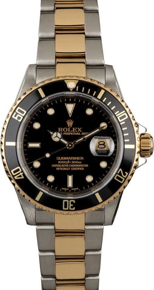 Used Rolex Submariner 16613 Black Luminous Dial