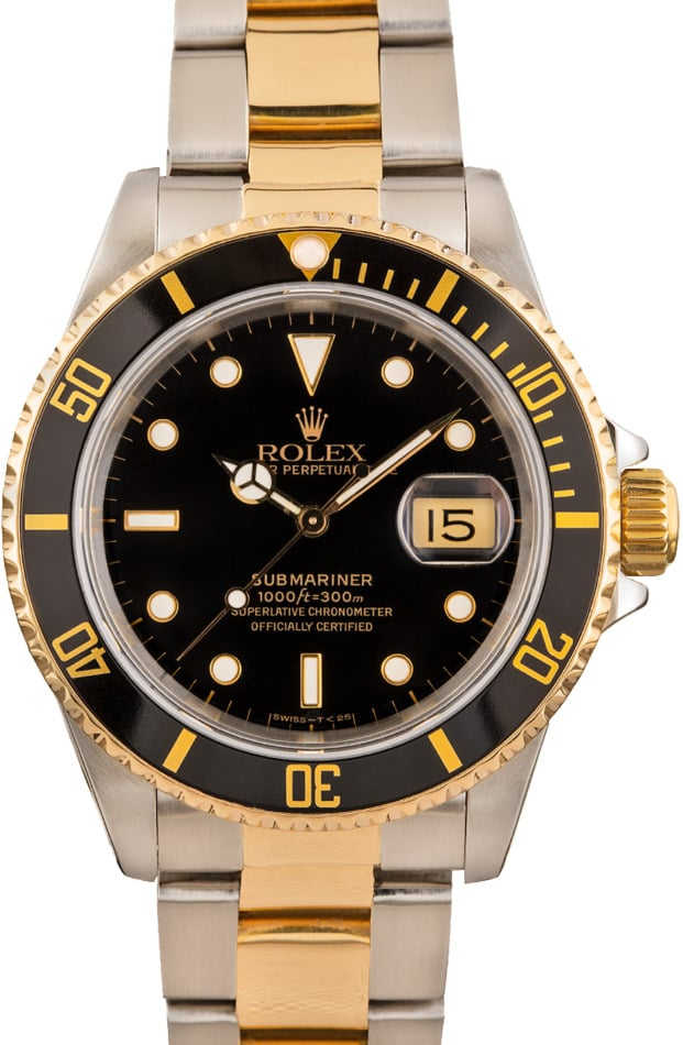 Mens Rolex Submariner 16613 Black Insert