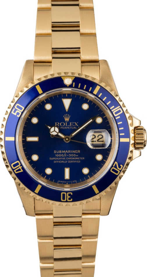 Used Rolex Submariner 16618 Blue Dial