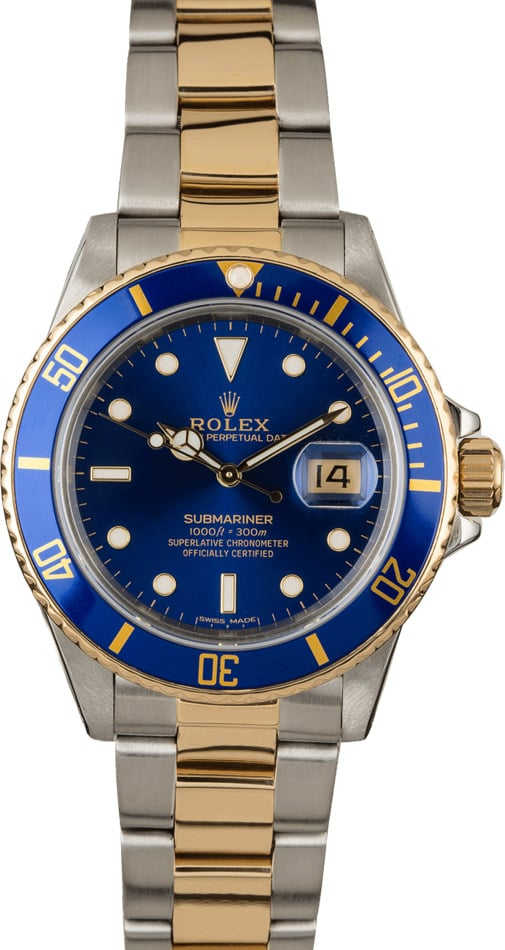 Rolex Submariner Ref 16803 Blue Dial Two Tone
