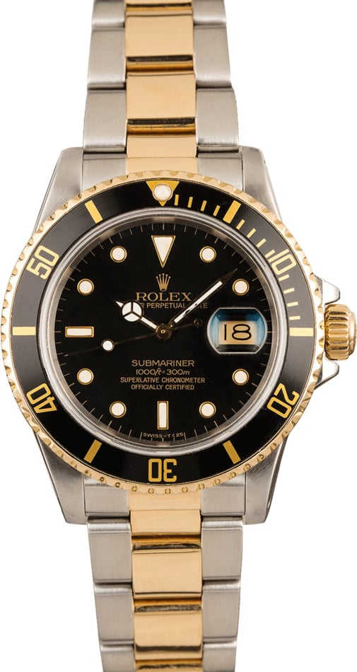 Pre-Owned Rolex Submariner 16803 Two Tone Watch T