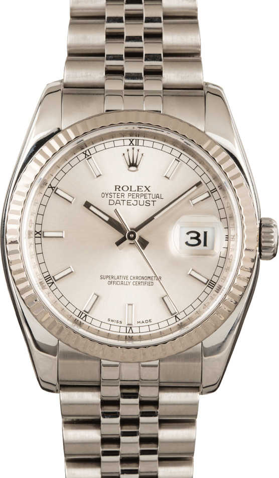 ☆☆☆ Mens Rolex 116234 Stainless Steel Datejust Silver Diamond