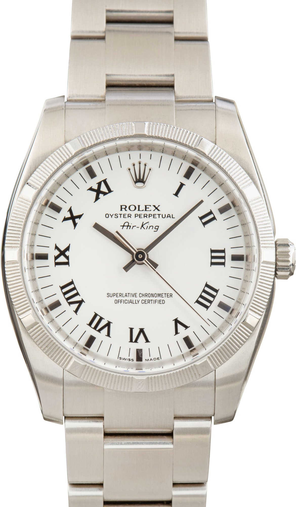 Pre-owned Rolex Air-King 114210 White Dial