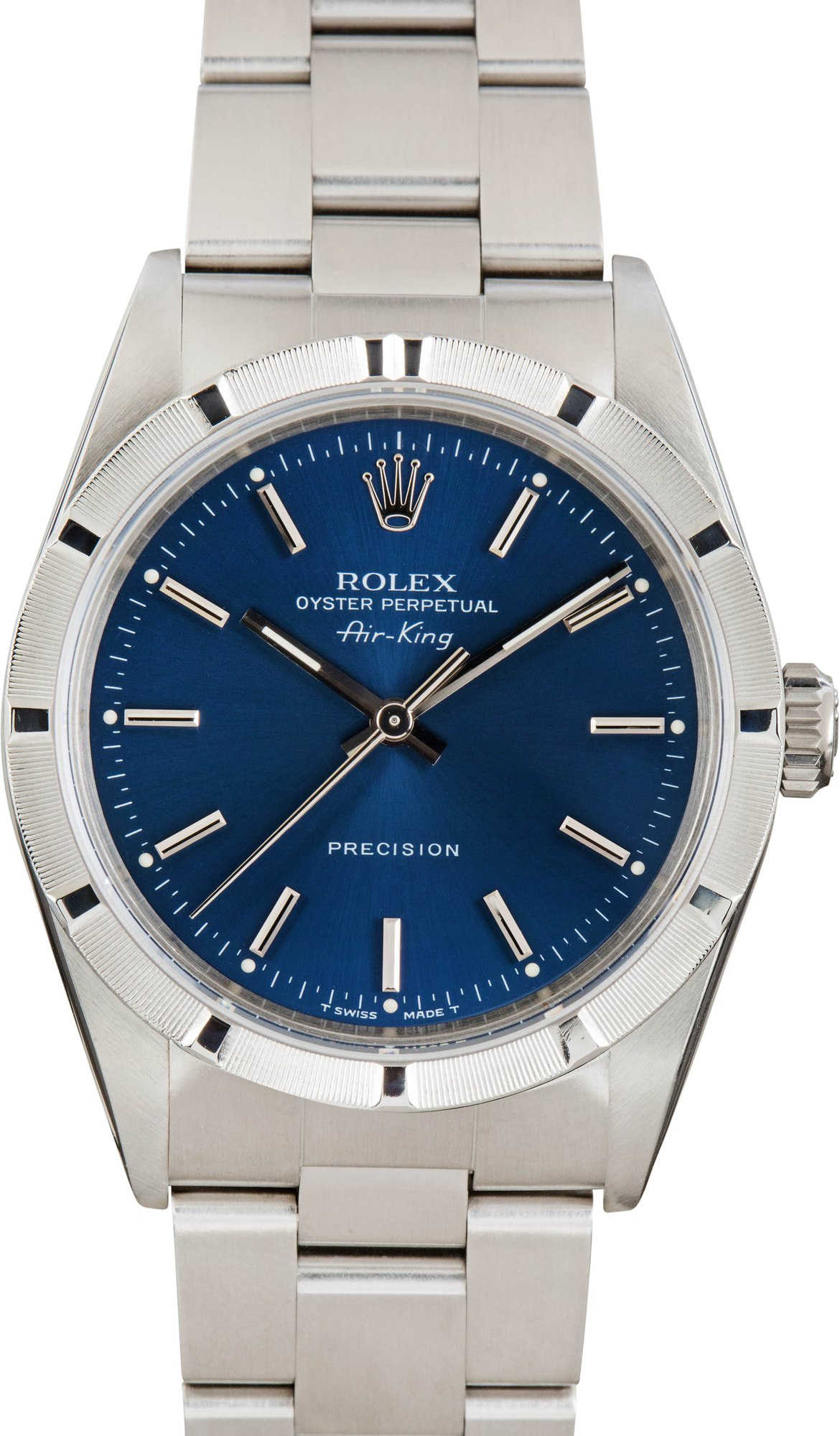 ROLEX エアキング14010M Rolex Air-King 14010M Stainless Steel Black Dial Engine Turned