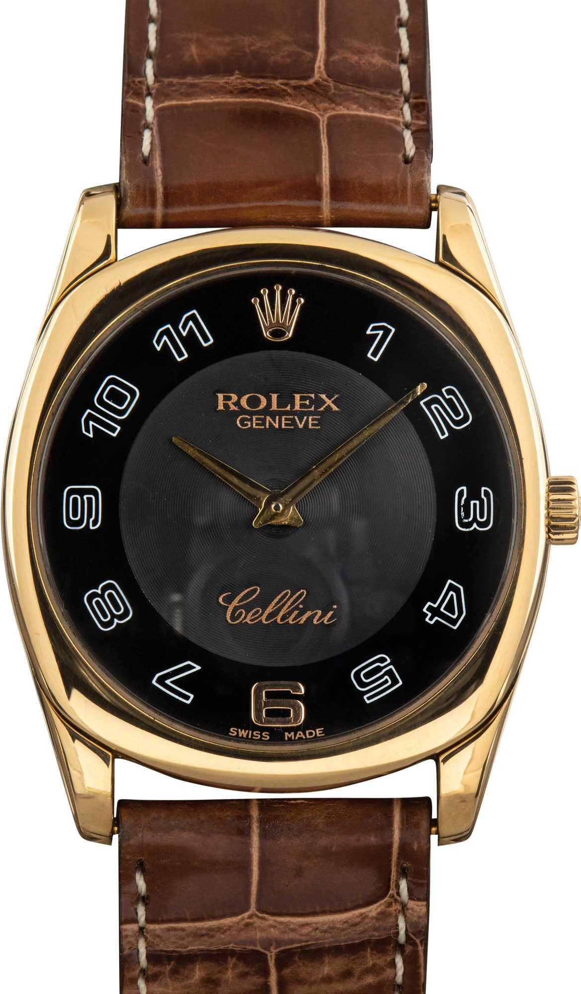Rolex Cellini Black Dial Ref 4233 18k Yellow Gold