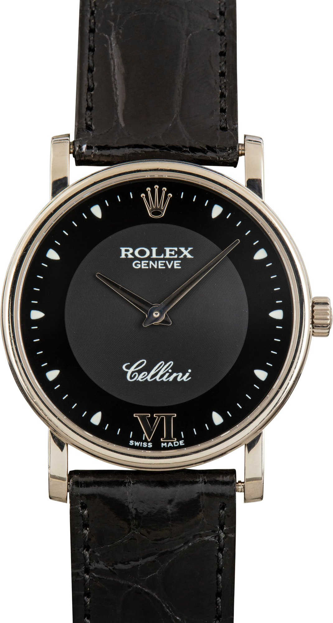 Rolex Cellini Black Dial Ref 5115 18k White Gold
