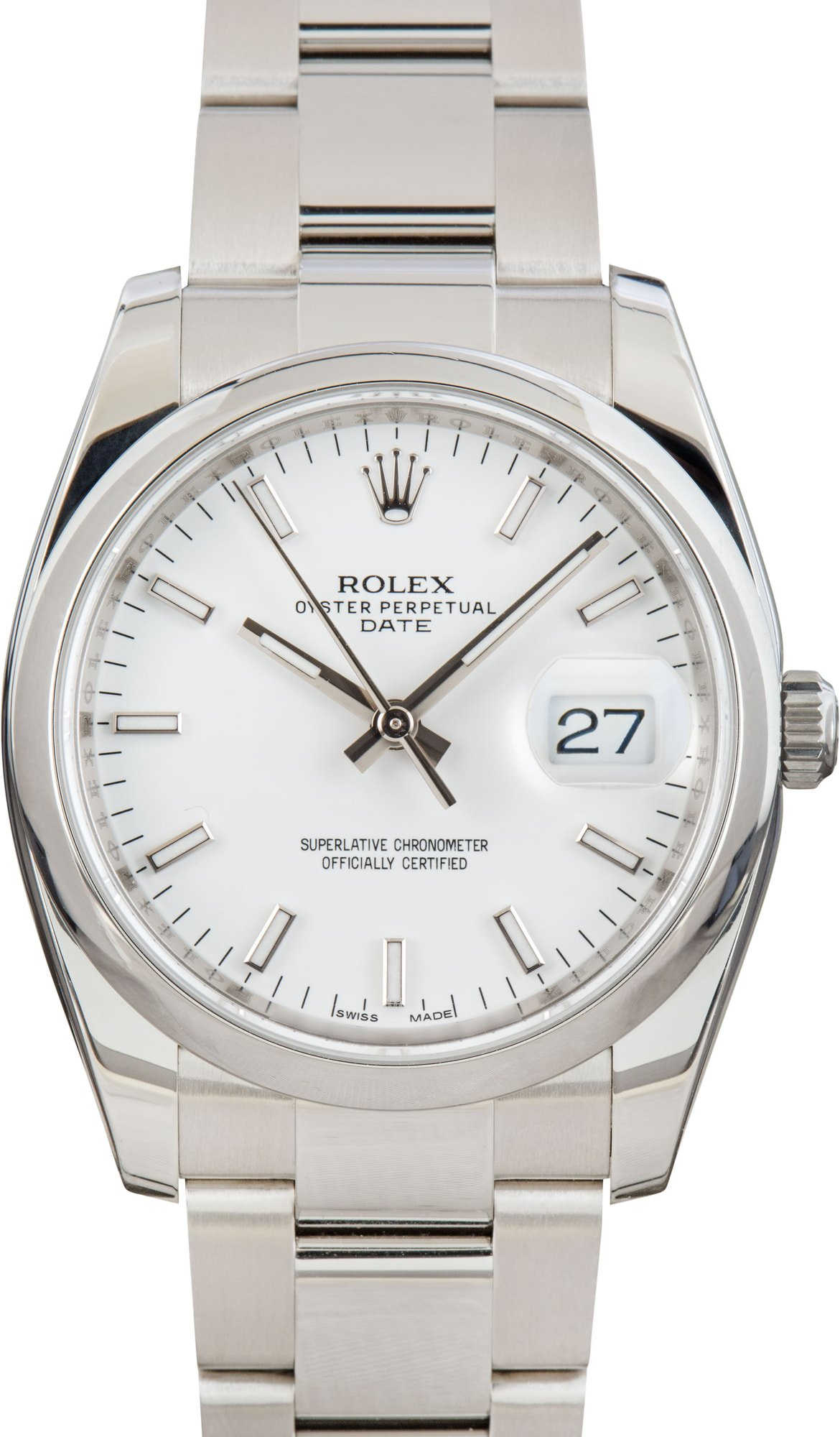 Pre-owned Rolex Date Ref 115200 White Dial
