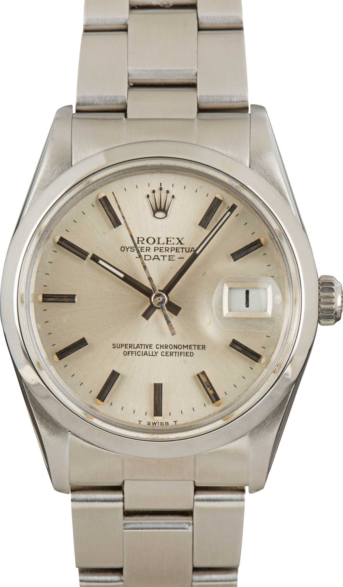 Pre-Owned Rolex Date 15000 Stainless Steel Silver Dial