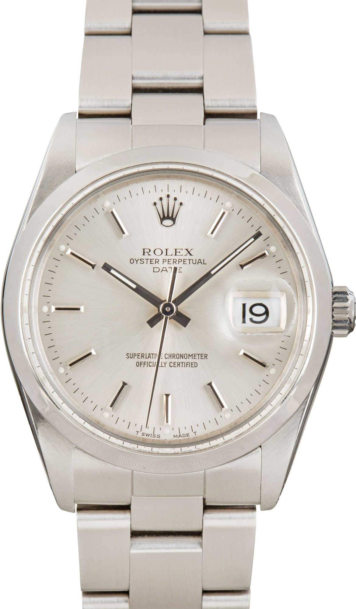 Pre-Owned Rolex Date 15000 Stainless Steel Silver Dial