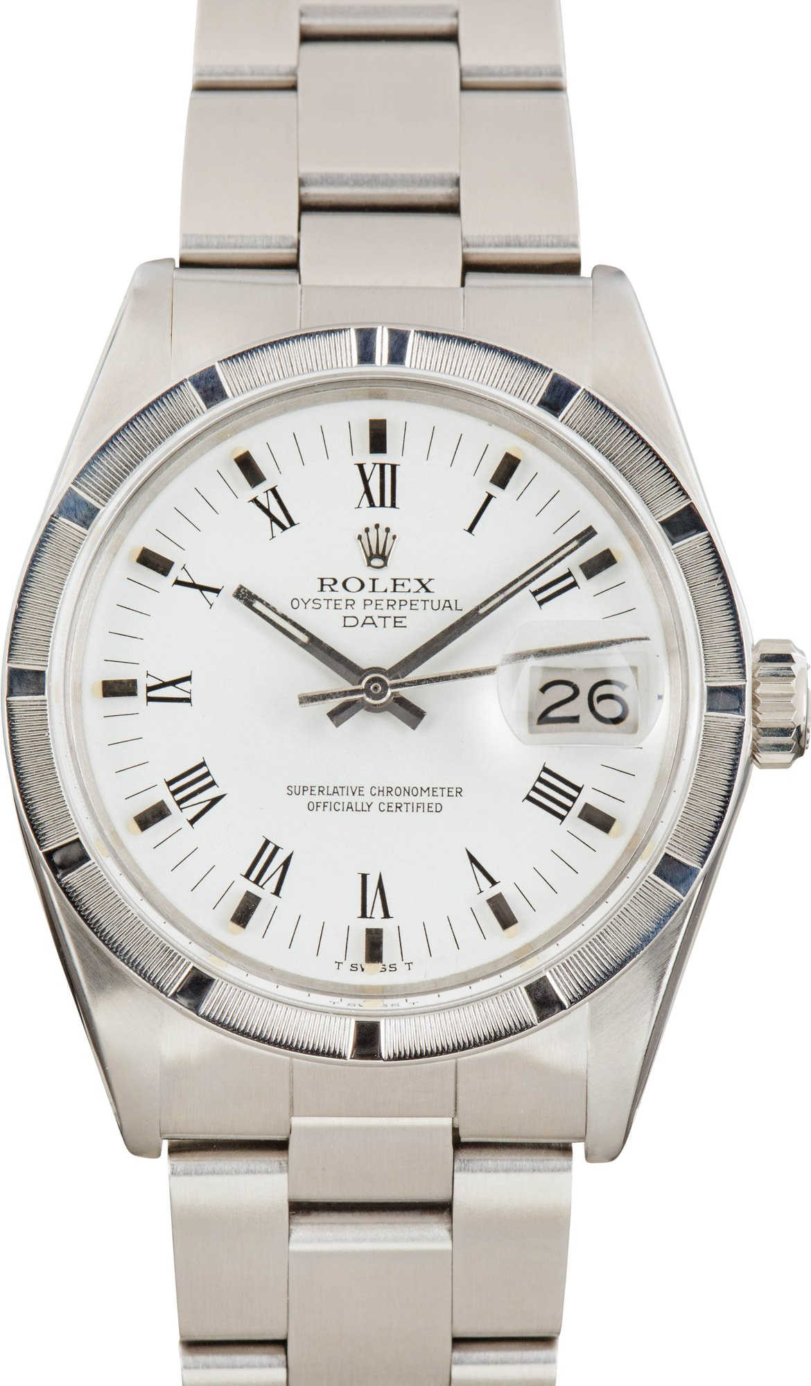 Pre-owned Rolex Date 1501 White Roman Dial