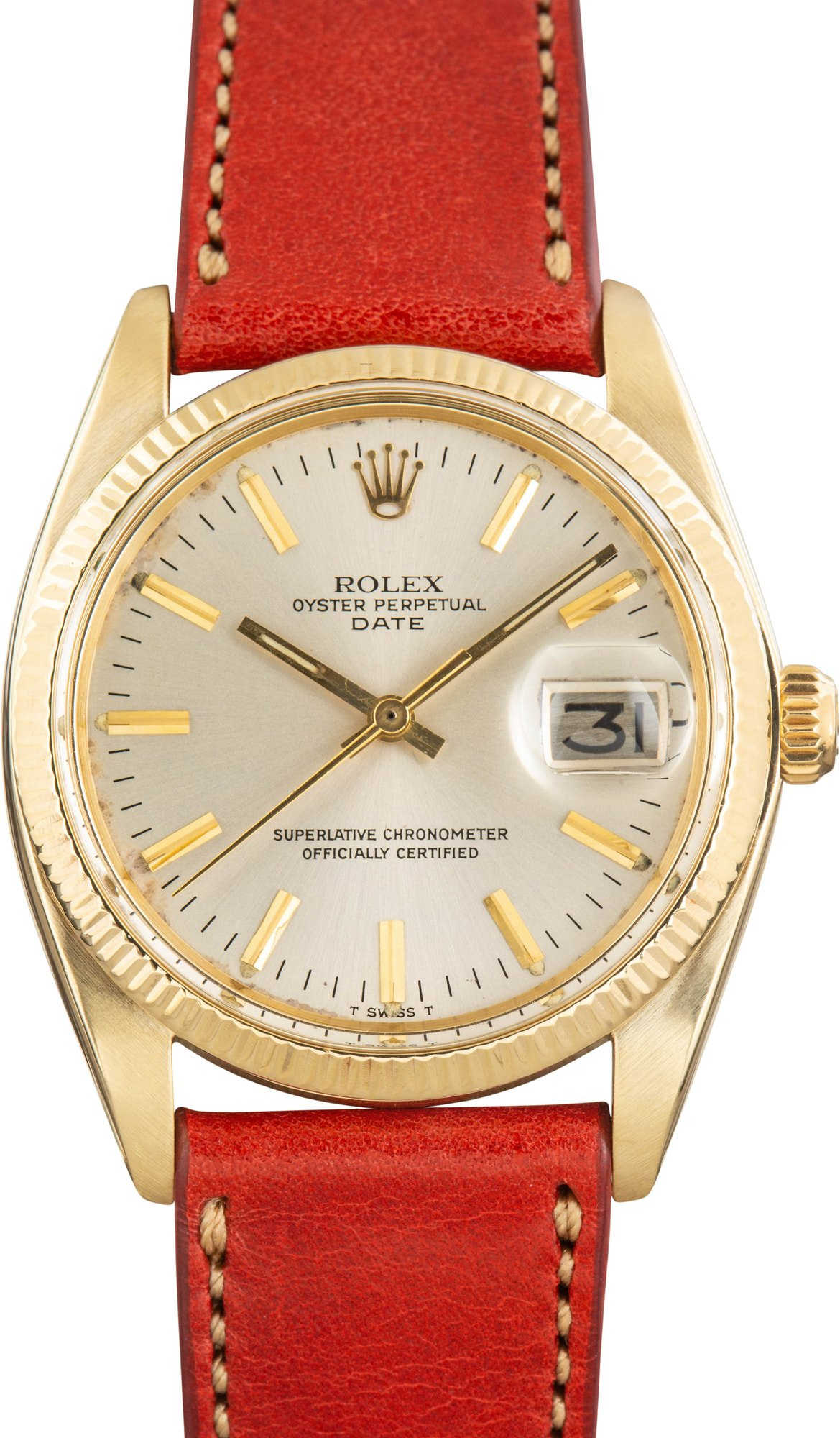 Vintage Rolex Date Yellow Gold 1503 Silver Dial
