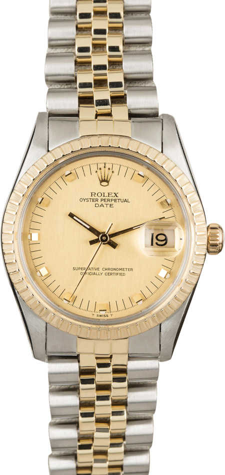 PreOwned Rolex Date 15053 Champagne Dial