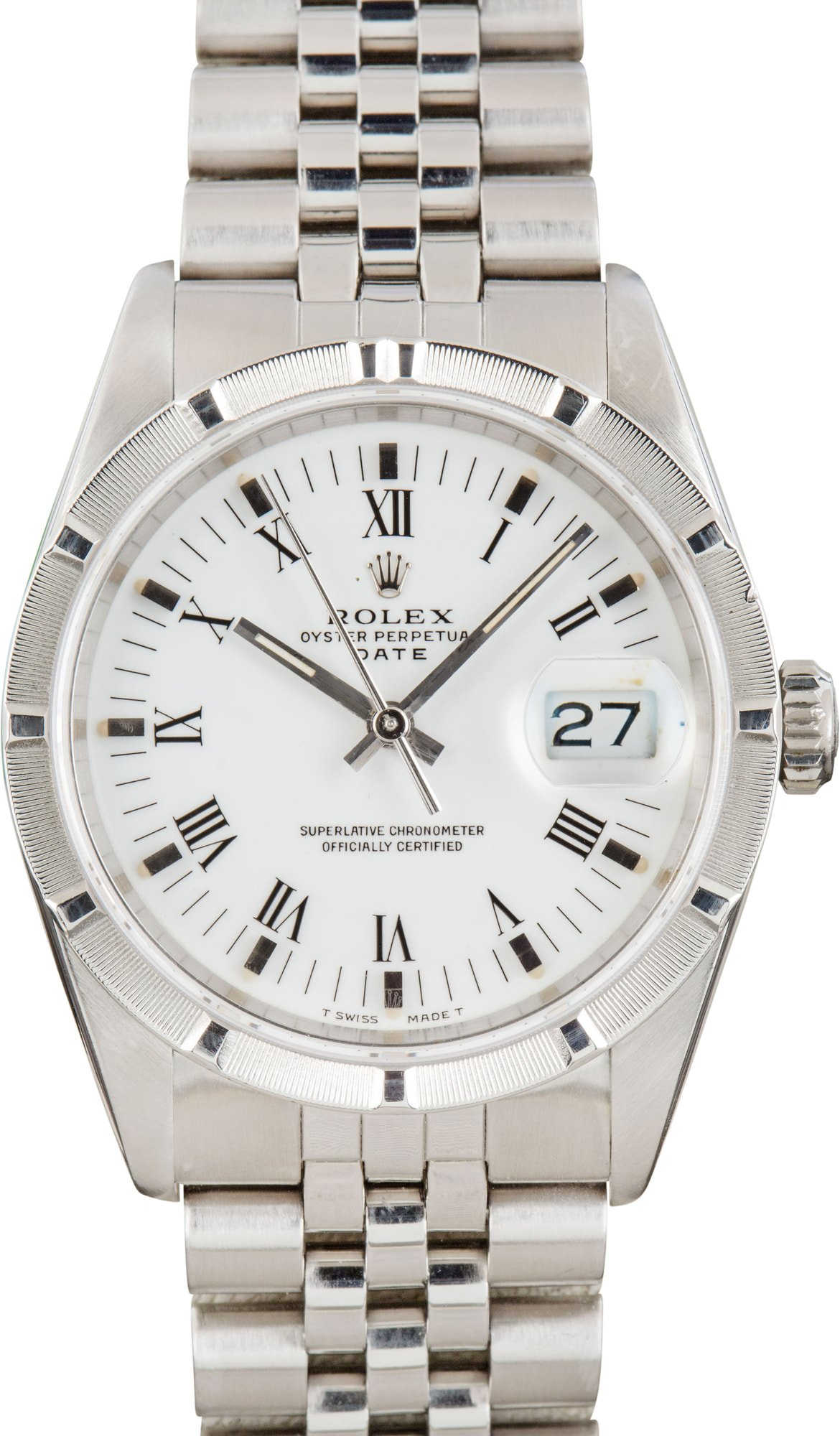 Pre Owned Rolex Date 15210 White Roman Dial