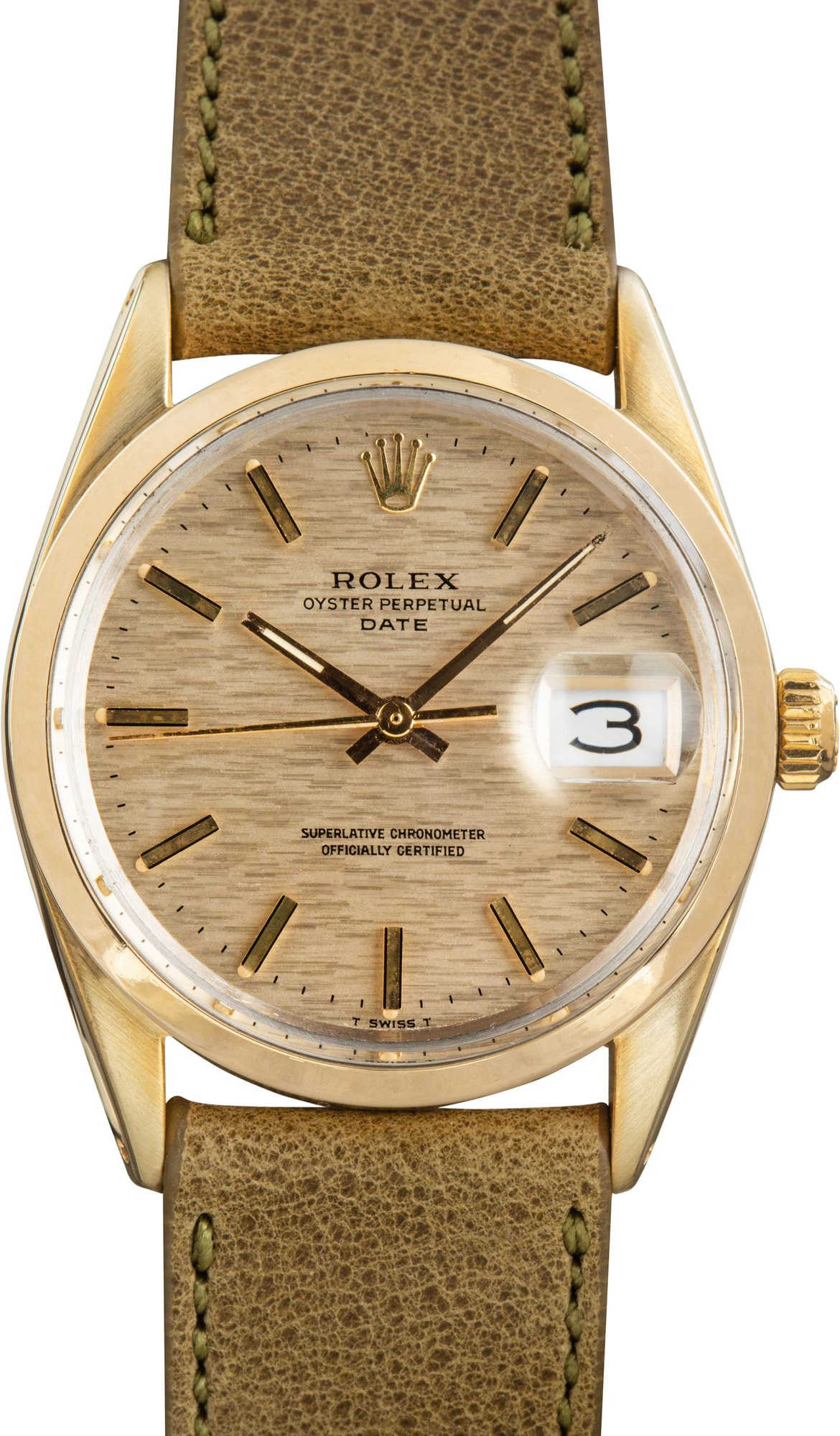 Pre-owned Rolex Date Ref 1550 Champagne Textured Dial