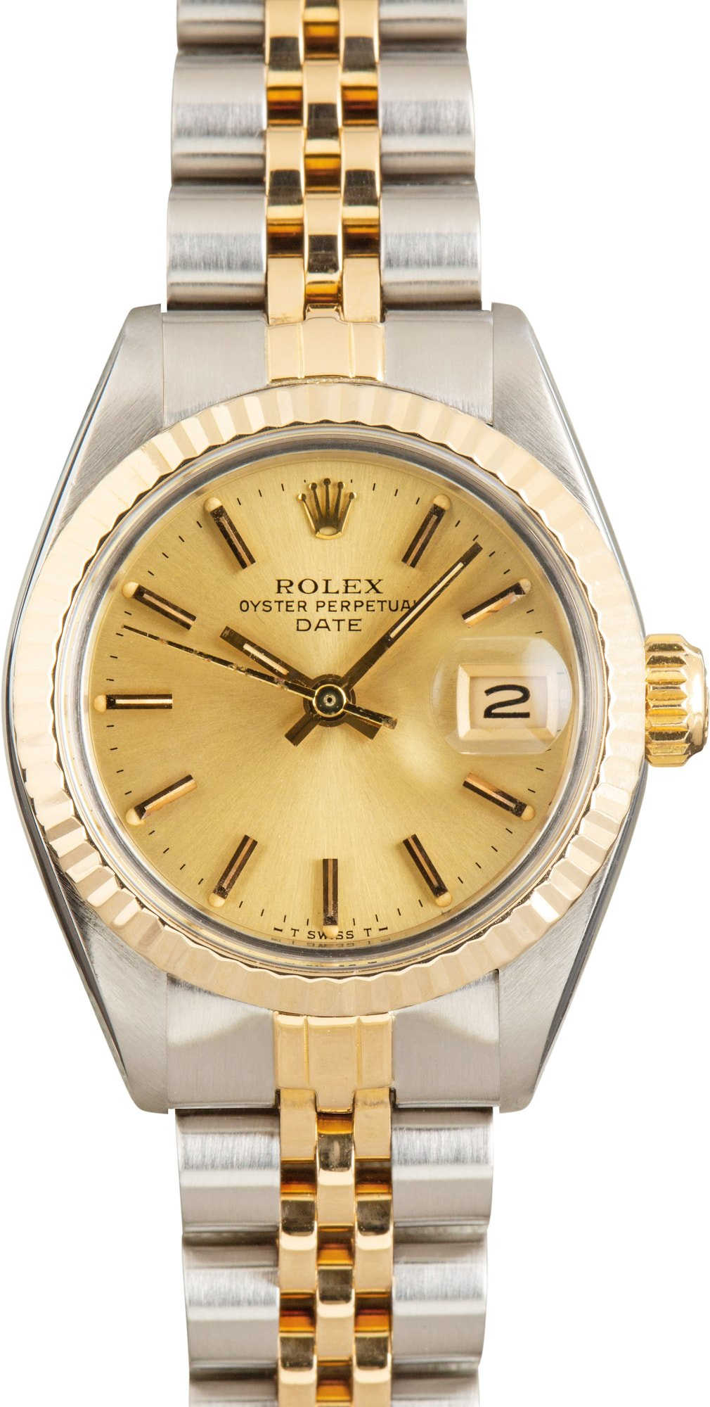 Ladies Rolex Date ref 6917 Champagne Index Dial