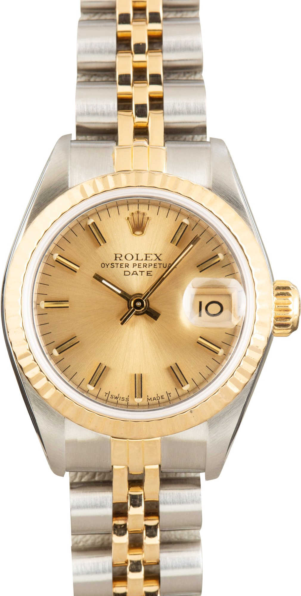 Pre-owned Rolex Lady Date 69173 Champagne Dial