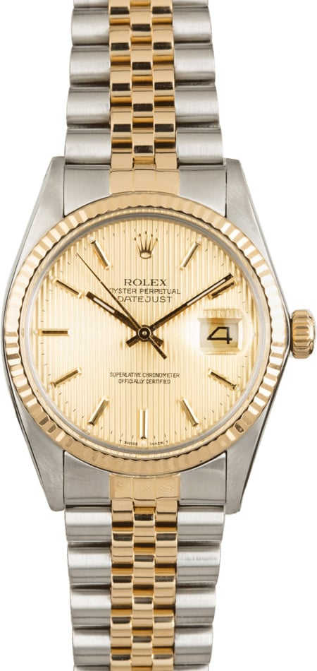 Used Rolex Datejust 16013 Champagne Tapestry Dial