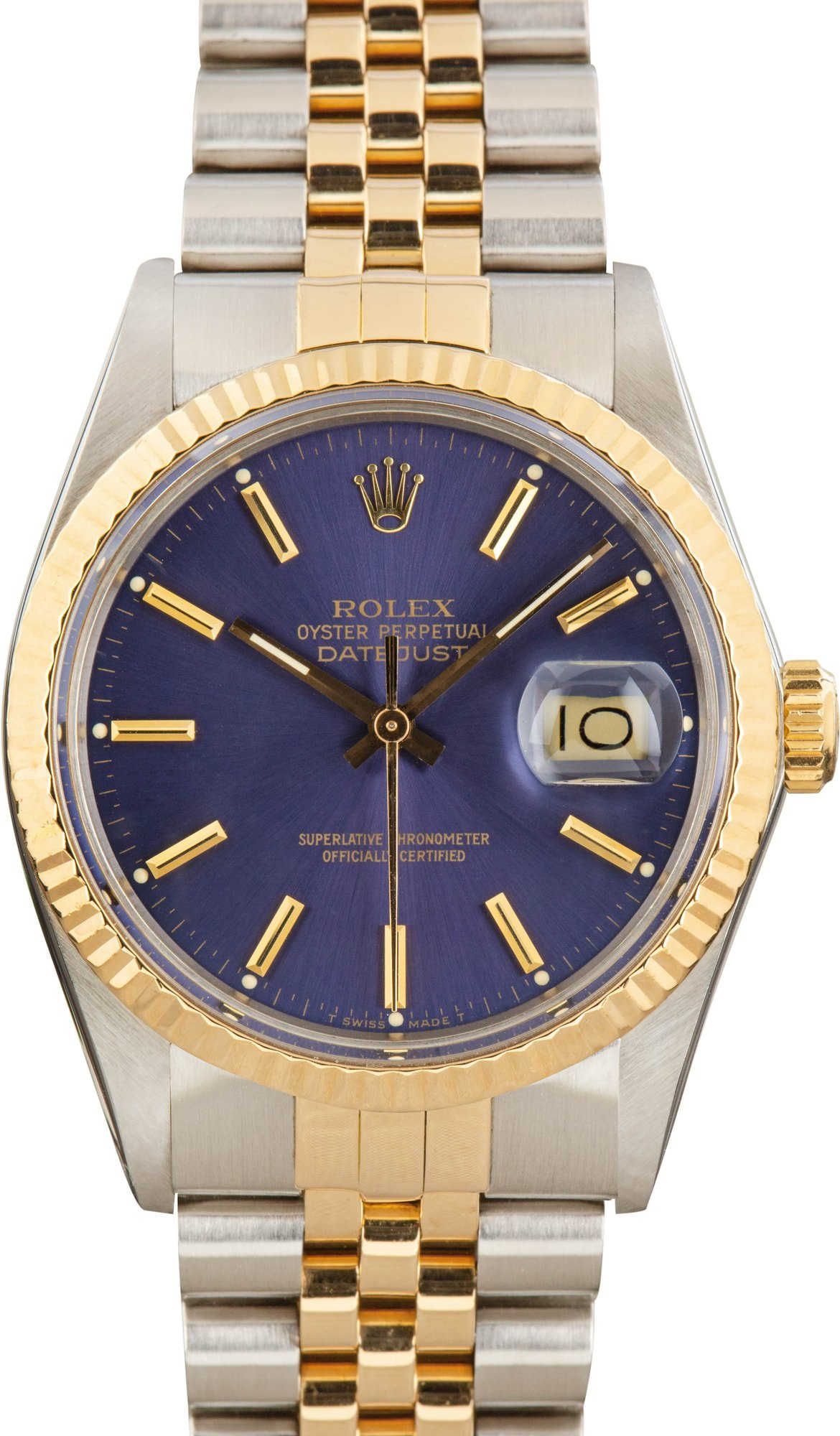 PreOwned Rolex Two Tone Datejust 16013 Blue Index Dial