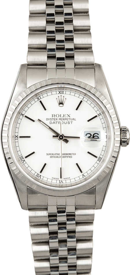 Used Rolex Datejust 16220 White Dial