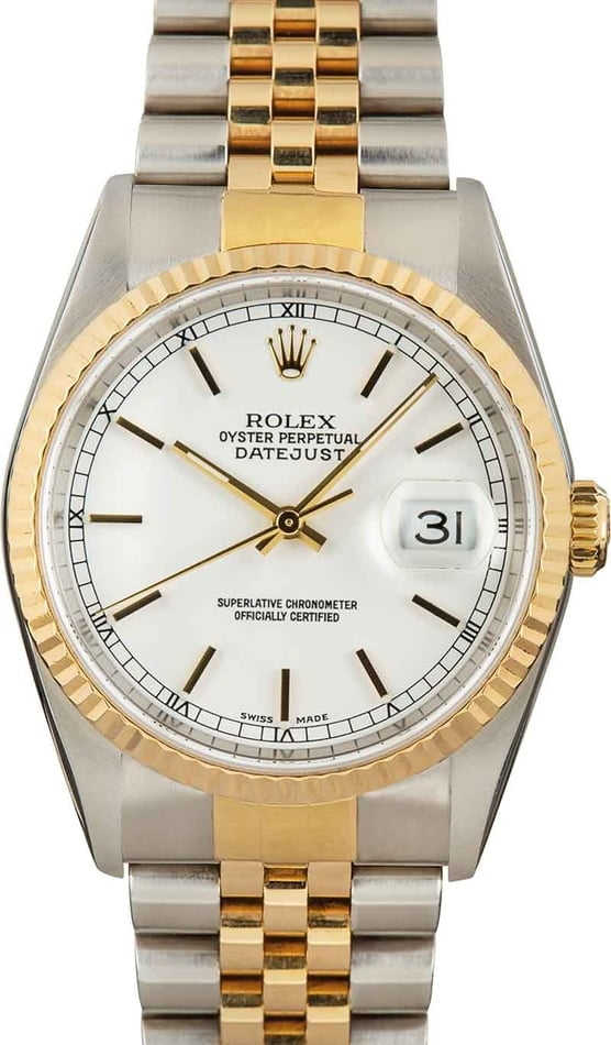 Pre-Owned Rolex Datejust 16233 White Dial