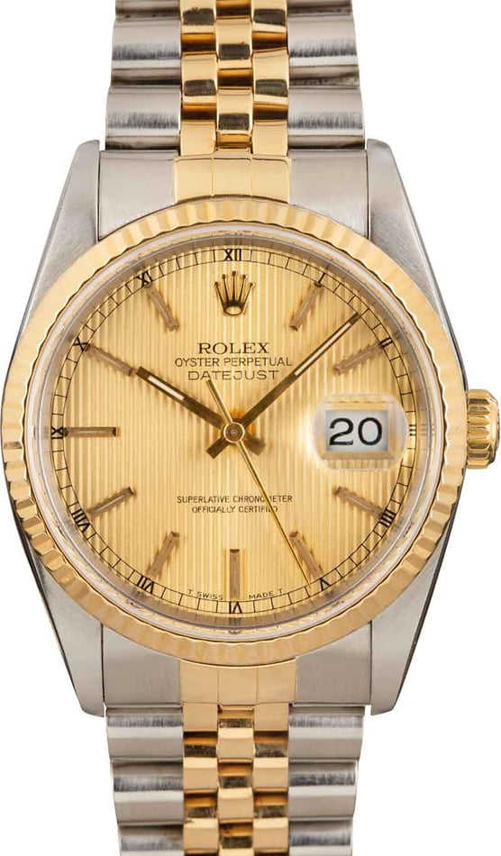 Rolex Datejust 16233 Champagne Tapestry Dial